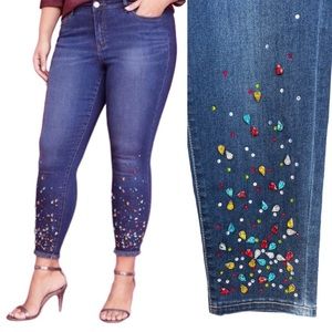 Lane Bryant Blue Embellished Women Jeans